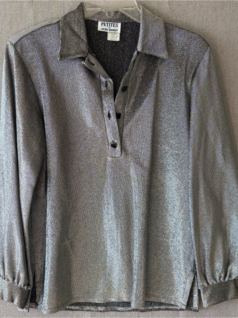 Petites by Judy Bond Shimmer Long Sleeve size 6 - Silver vintage